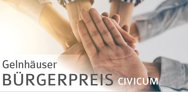 Bürgerpreis CIVICUM 2026 Das Logo des Gelnhäuser Bürgerpreises CIVICUM zeigt ineinander gelegte Hände.