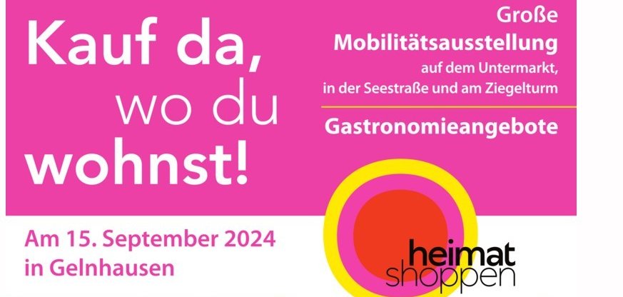 Ankündigung der Verkaufsausstellung Heimatshoppen in Gelnhausen.