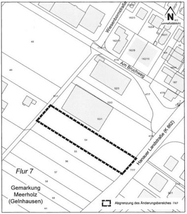 Bauleitplanung Bruchweg Grafik mit Kennzeichnung des betroffenen Gebietes.
