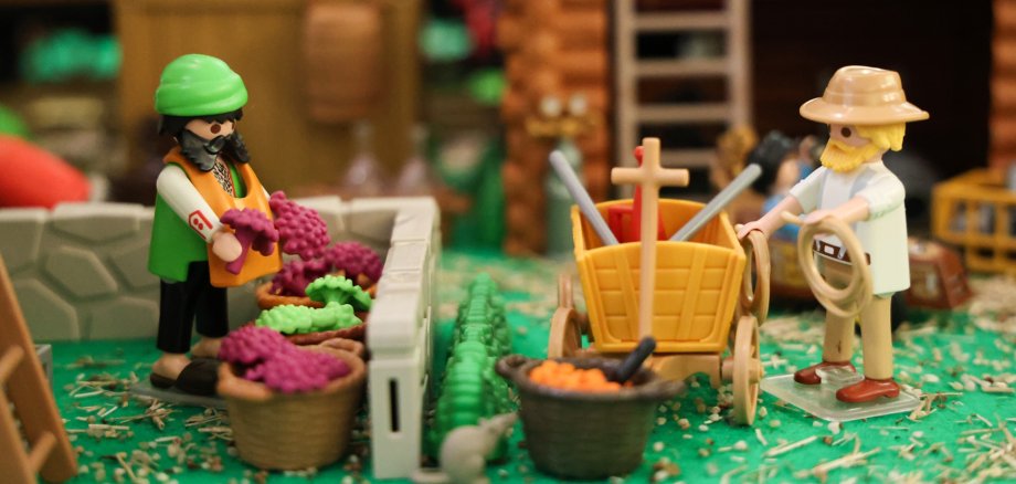 Eine Figurenszene aus der Playmobilausstellung in Gelnhausen.