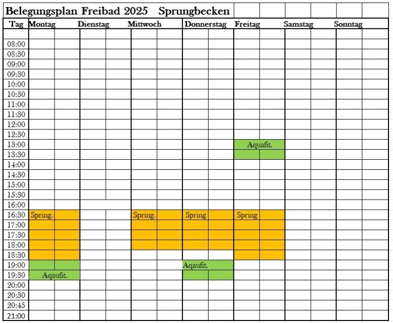 Foto des Belegungsplans.