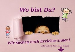 Erzieherin gesucht Anzeige, mit der die Stadt Gelnhausen um Erzieher:innen wirbt.
