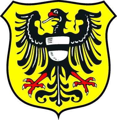 Das Stadtwappen Gelnhausens. Schwarzer Adler auf gelbem Grund. Die Verwendung ist nur mit ausdrücklicher Genehmigung der Stadt Gelnhausen gestattet.