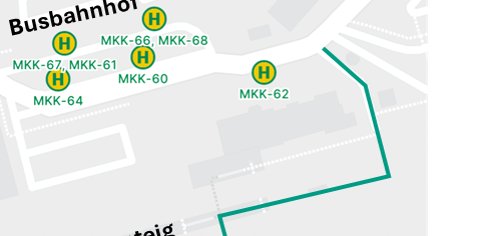 Eine Karte, auf der die geänderten Haltepositonen der Bushaltestellen am Bahnhof in Gelnhausen aufgezeigt werden. 