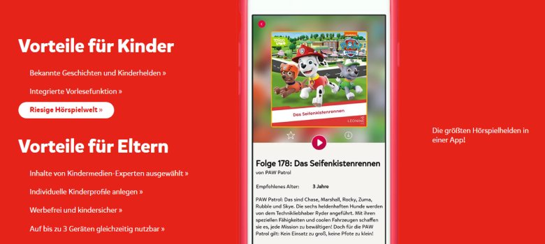 App tigerbooks auf einem Smartphone mit Hörspiel