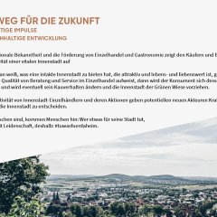 Die dritte Seite des Bewerbungsflyers  zeigt Wege für die Zukunft auf und ist mit einer Ansicht über Gelnhausen und die umgebende Landschaft illustriert.